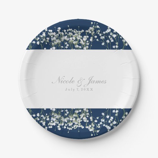 Blauer & weißer Babys atemberaubende Blumenzehen-T Pappteller (Vorderseite)