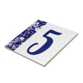 Blauer Weißer Berry Blume Hausnummer Vorlage Fliese (Seite)