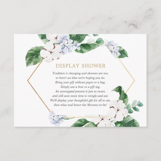 Blauer weißer Blumengarten Goldjunge mit Dusche Begleitkarte (Vorderseite)