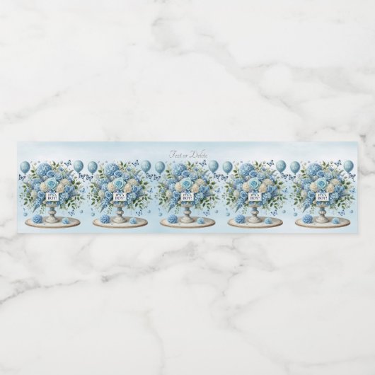 Blauer weißer Blumenvase Wasser Flasche Etikett (Einzelnes Label)