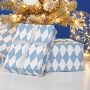 Blauer Weißer Diamant Weihnachten Geschenkpapier
