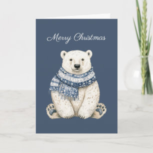 Blauer Weißer Eisbär Weihnachten Karte