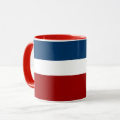 Blauer weißer Farbblockstil Tasse (Vorderseite Links)