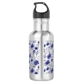 Blauer weißer Flasche Wasser Flasche mit Name Edelstahlflasche (Rückseite)