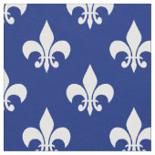 Blauer weißer Fleur-de-lis Textil Stoff (Nahaufnahme)