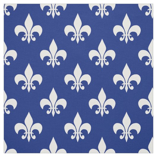 Blauer weißer Fleur-de-lis Textil Stoff (Muster)