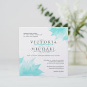 Blauer weißer, floraler Metallischer Eiswürfel Ein Einladung (Stehend Vorderseite)