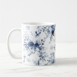 Blauer weißer floraler Stern-Weihnachtsbaumschmuck Kaffeetasse