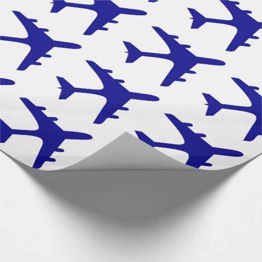 Blauer weißer Flugzeugentwurf Geschenkpapier (Ecke)