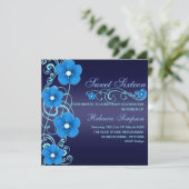 Blauer/weißer Geburtstag des Einladung (Stehend Vorderseite)