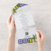 Blauer weißer, gelber Mittelmeerfleck All In One Einladung (Abreißen)