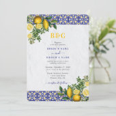 Blauer weißer, gelber Mittelmeerfleck Einladung (Stehend Vorderseite)