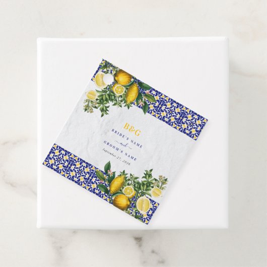 Blauer weißer, gelber Mittelmeerfleck Geschenkanhänger (Beispiel)