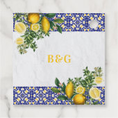 Blauer weißer, gelber Mittelmeerfleck Geschenkanhänger (Rückseite)