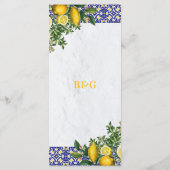 Blauer weißer, gelber Mittelmeerfleck Menükarte (Rückseite)