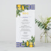 Blauer weißer, gelber Mittelmeerfleck Menükarte (Stehend Vorderseite)