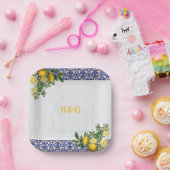 Blauer weißer, gelber Mittelmeerfleck Pappteller (Party)