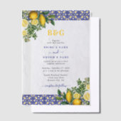 Blauer weißer, gelber Mittelmeerfleck Pergament Einladungen (Versetzt)