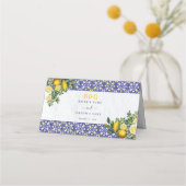 Blauer weißer, gelber Mittelmeerfleck Platzkarte (Rückseite)