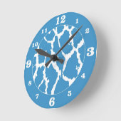 Blauer/weißer Giraffe Tierbezeichnung nummeriert Runde Wanduhr (Winkel)