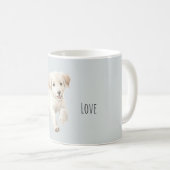 Blauer Weißer Glücklicher Hund Kaffeetasse (VorderseiteRechts)