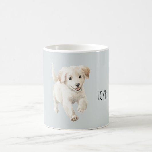 Blauer Weißer Glücklicher Hund Kaffeetasse (Mittel)
