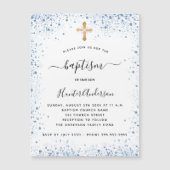 Blauer weißer Goldmagnet für den Taufhund Magnetkarte (Vorderseite)