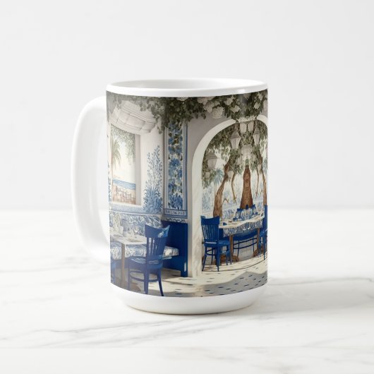 Blauer weißer Grieche Restaurant Café Stuhl gewölb Kaffeetasse (Vorderseite Links)