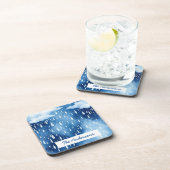 Blauer Weißer Himmel Regen Droptern Muster Getränkeuntersetzer (Rechte Seite)