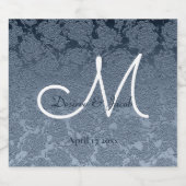 Blauer weißer Hochzeitstich Schaumweinetikett (Einzelnes Label)