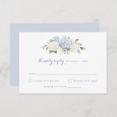 Blauer weißer Hydrangea Wedding RSVP Einladung (Vorne/Hinten)