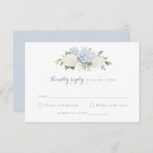 Blauer weißer Hydrangea Wedding RSVP