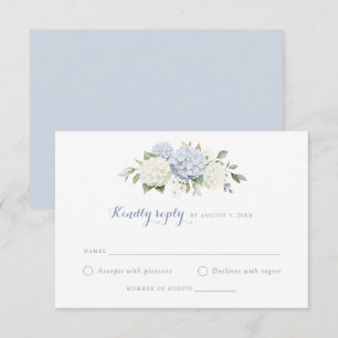 Blauer weißer Hydrangea Wedding RSVP Einladung