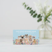 Blauer weißer Katze Hunde Sitter Visitenkarte (Stehend Vorderseite)