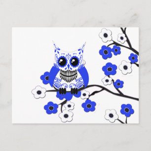 Blauer Weißer Kirschblüten Schüssel Postkarte