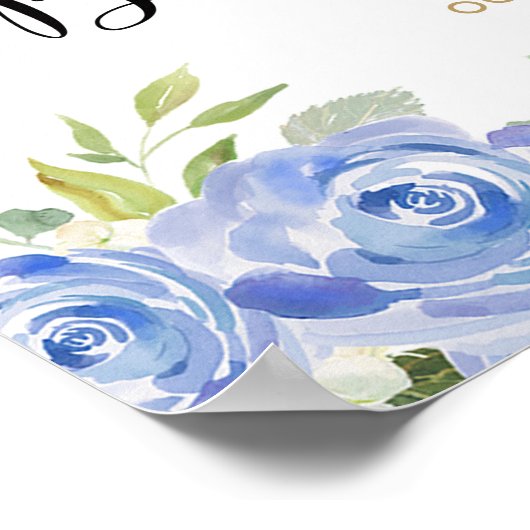 Blauer weißer Kürbis Babydusche Begrüßungszeichen Poster (Ecke)