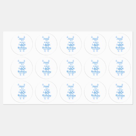 Blauer weißer Lila-Schuh 60. Geburtstag Blumenname Etiketten (Blatt)