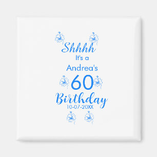 Blauer weißer Lila-Schuh 60. Geburtstag Blumenname Magnet