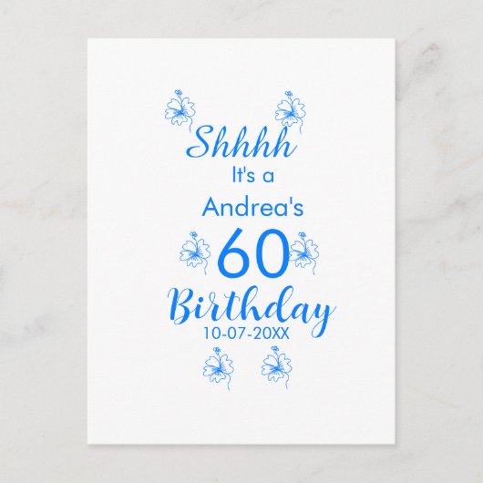 Blauer weißer Lila-Schuh 60. Geburtstag Blumenname Postkarte (Vorderseite)