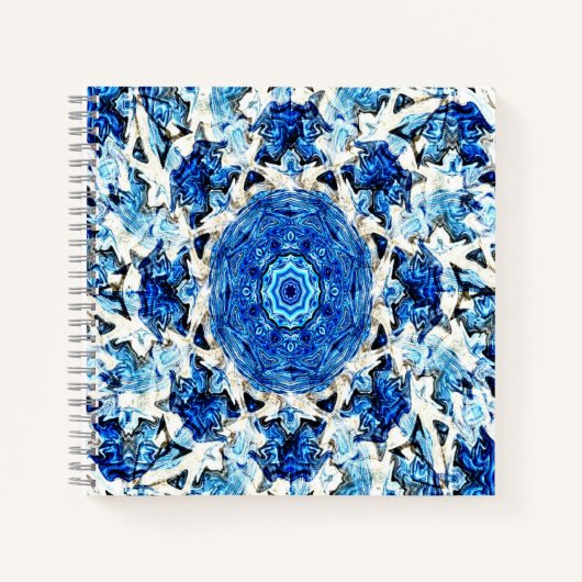 Blauer weißer Mandala abstrakt......... Notizblock (Vorderseite)