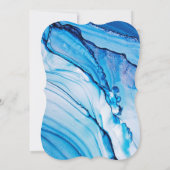 Blauer weißer Marmor Bar Mitzvah Star von David Einladung (Rückseite)