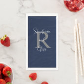 Blauer weißer Name Monogram Handtuch Serviette (Beispiel)