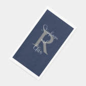 Blauer weißer Name Monogram Handtuch Serviette (Ecke)