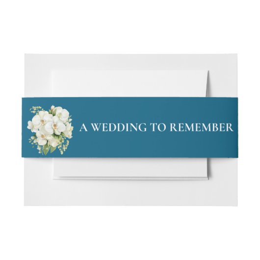 Blauer Weißer Orchid Ozean Einladung Bauch Bands Einladungsbanderole (Vorderseite Beispiel)