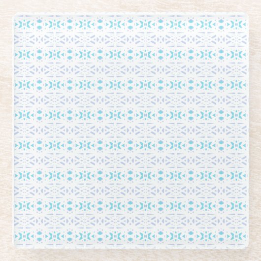 Blauer, weißer Pastell Deko Muster Geschenk Spaß Glasuntersetzer (Vorderseite)