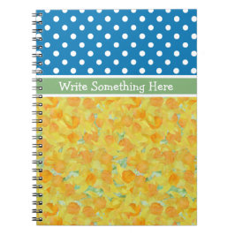 Blauer, weißer Polka Dots und Affodien Notizblock
