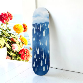 Blauer weißer Regen tropft Regenwetter Skateboard