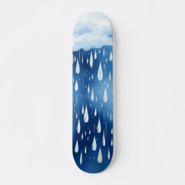 Blauer weißer Regen tropft Regenwetter Skateboard