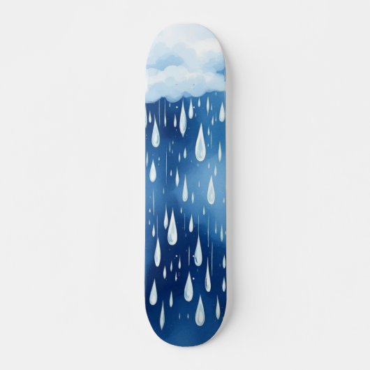Blauer weißer Regen tropft Regenwetter Skateboard (Vorne)