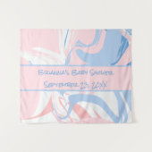 Blauer weißer rosa Marmor Swirl Babydusche Wandteppich (Vorderseite (Horizontal))